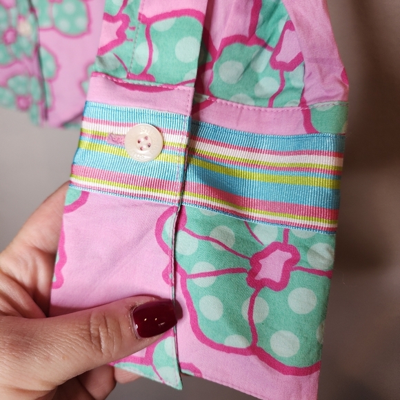 NWT Shirtales Pink Green Floral Button Down Shirt Flip Cuff Size XL Cotton - Picture 13 of 13